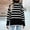 Black, variant on Women's Striped Pullover Sweater Turtleneck Side Slit Knitted Long Sleeve Loose Fit