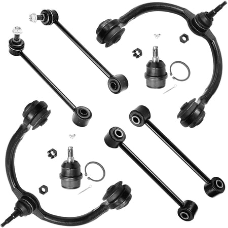 Detroit Axle - 8pc Front End Kit for 05-10 Jeep Grand Cherokee, 2006-2010 Commander, 2 Upper Control Arms w/Ball Joints 2 Lower Ball Joints 4 Front Rear Sway Bars 2007 2008 2009 Replacement