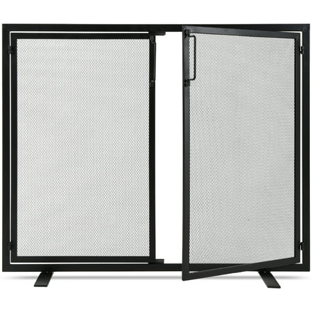 

Best Choice Products 38.5x31in 2-Door Fireplace Screen Handcrafted Wrought Iron Spark Guard w/ Magnetic Doors - Black