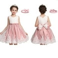 thumbnail image 7 of Flower Girl Dress Size 7 Girls Sleeveless Floral Lace Tulle Dress with Headband 3-9 Years Old Bowknot Princess Gown, Pink, 8 Years, 7 of 7