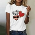 thumbnail image 2 of Plus Size Valentines Tshirts for Women Leopard Love Heart Print T Shirts Short Sleeve Crewneck Tops, 2 of 4