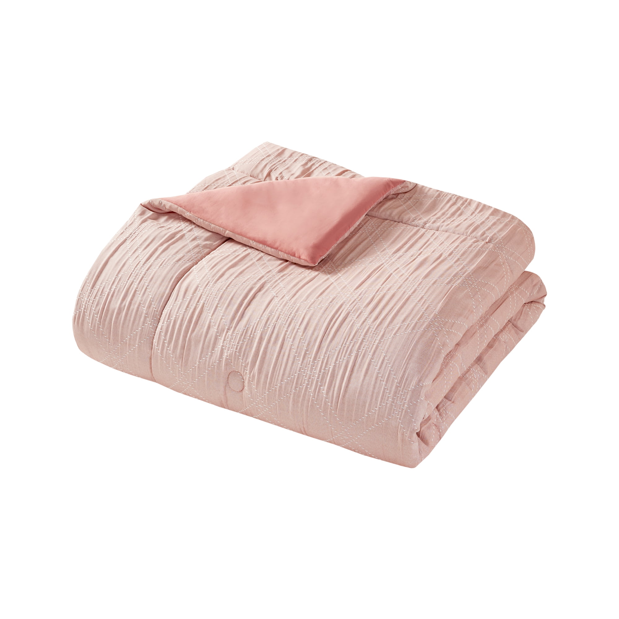 Mainstays 5-Piece Blush Cross Stitch Comforter Set, King