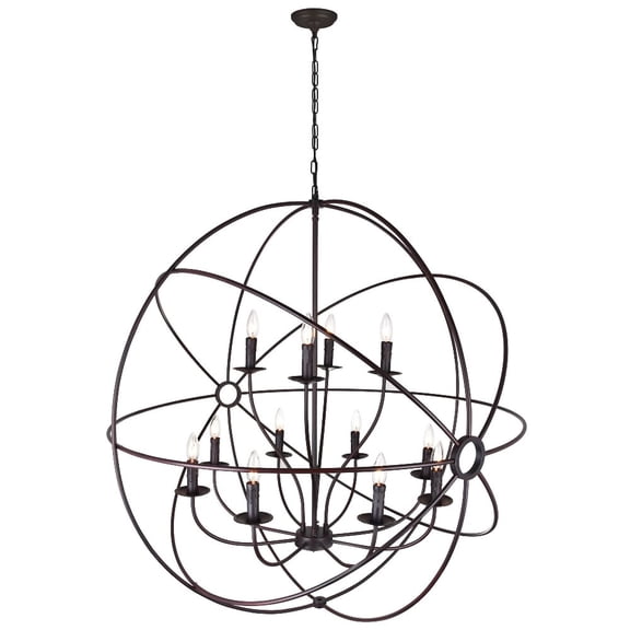 CWI Lighting Arza 12 Light Up Farmhouse Metal Chandelier in Brown