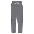 thumbnail image 3 of Women's Side Stripe Elastic Waist Pants – Loose Fit Straight Leg with Cuffed Hem, Comfortable 7/8 Length Capris, 3 of 9