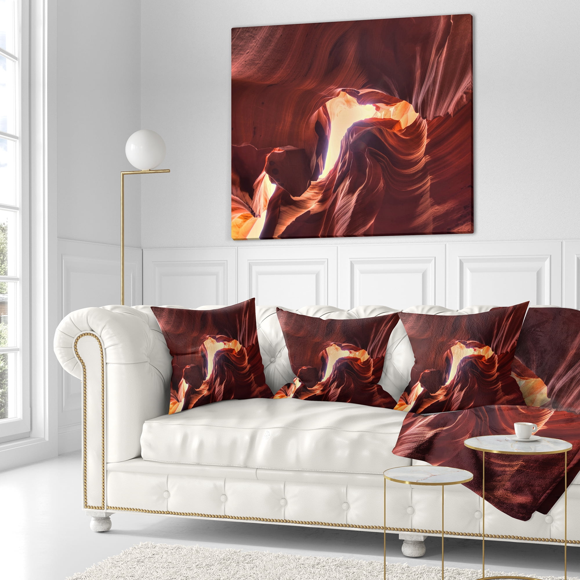 Designart Stone Structures In Lower Antelope Canyon - Photography Throw Pillow - 18x18