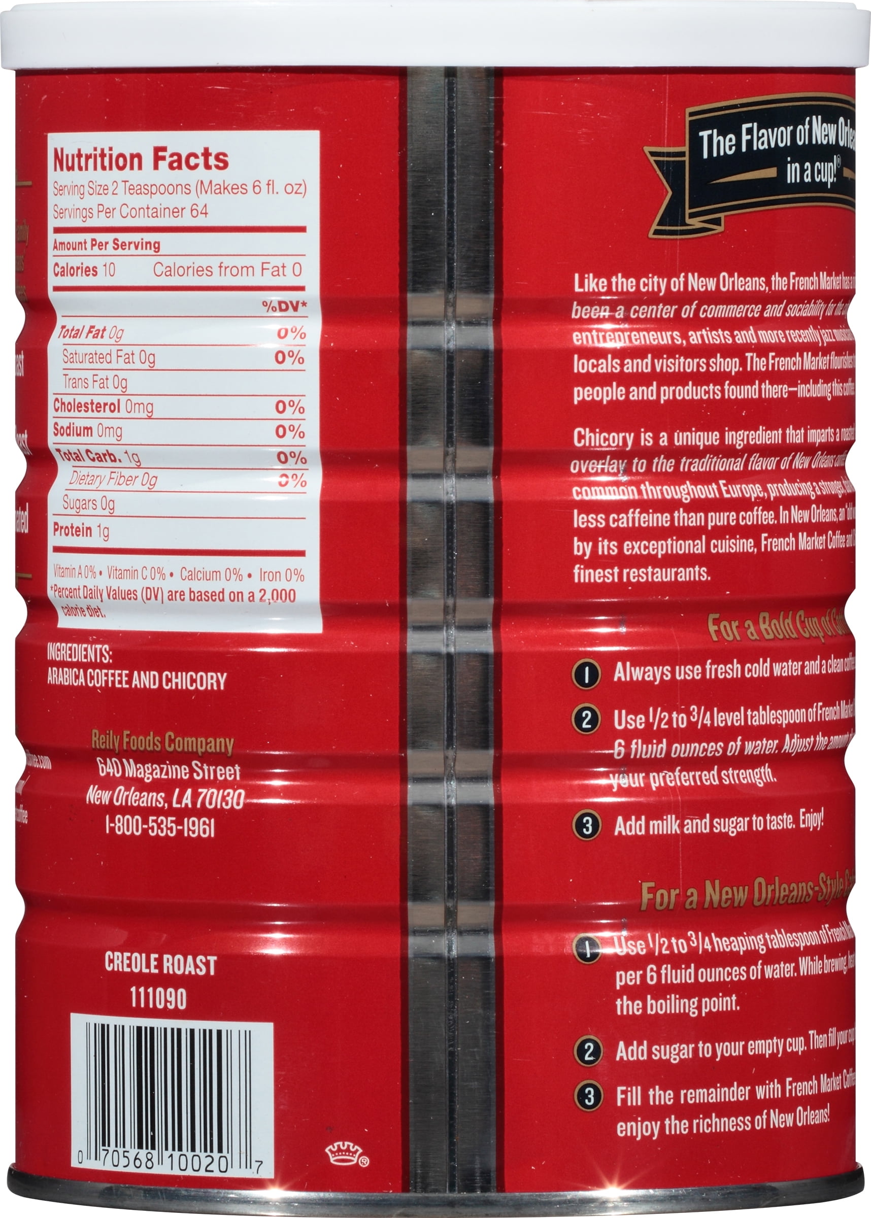 French Market Coffee & Chicory Dark Roast, 12 oz Can