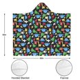 thumbnail image 3 of Wearable Blanket,Colorful Cartoon Dinosaurs with ColorBlocks Pattern Hooded Wearable Flannel Blanket for Adults & Teens,Winter Poncho Shawl Wrap Cape Cozy Anti-Pill,50"x60", 3 of 5