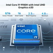 Thdeukoty Mini PC,Intel Core i9-9880H(up to 4.8GHz) With 16GB RAM 512G PCIE3.0 NVME SSD Mini Desktop Computers, Windows 11 Pro/ WIFI6E/2x2.5G RJ45 LAN/Triple Screen 4k60hz Display