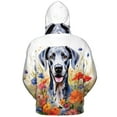 thumbnail image 2 of Welcome Spring Summer Great Dane Portrait Flower Blue Sky All Over Print 3D Hoodie Unisex Merch Hoodies Danes Dog Lover Gifts - 12001, 2 of 6