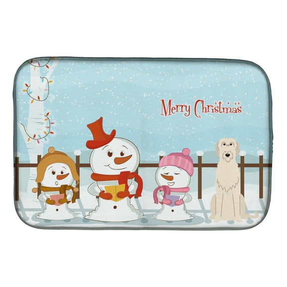 Merry Christmas Carolers Irish Wolfhound Dish Drying Mat