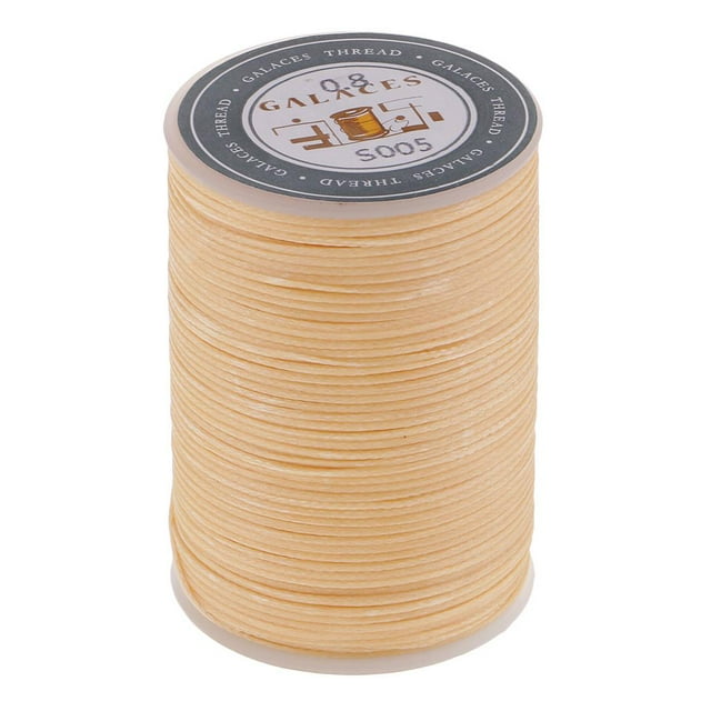 yuksok Fil de Polyester Ciré Beige 0,8 mm Plat pour Couture à la Main Cordon de Couture 90 Mètres