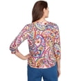 thumbnail image 2 of Alfred Dunner Womens Petite Paisley Three Quarter Sleeve Top, 2 of 4