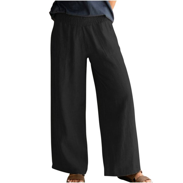 Pantalon en Coton et en Lin pour Femmes Large et Large avec Poches