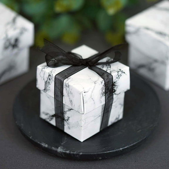 Efavormart 100 Boxes Marble Design 2 pcs Favor Boxes Bridal Shower Party Favor Gift Container
