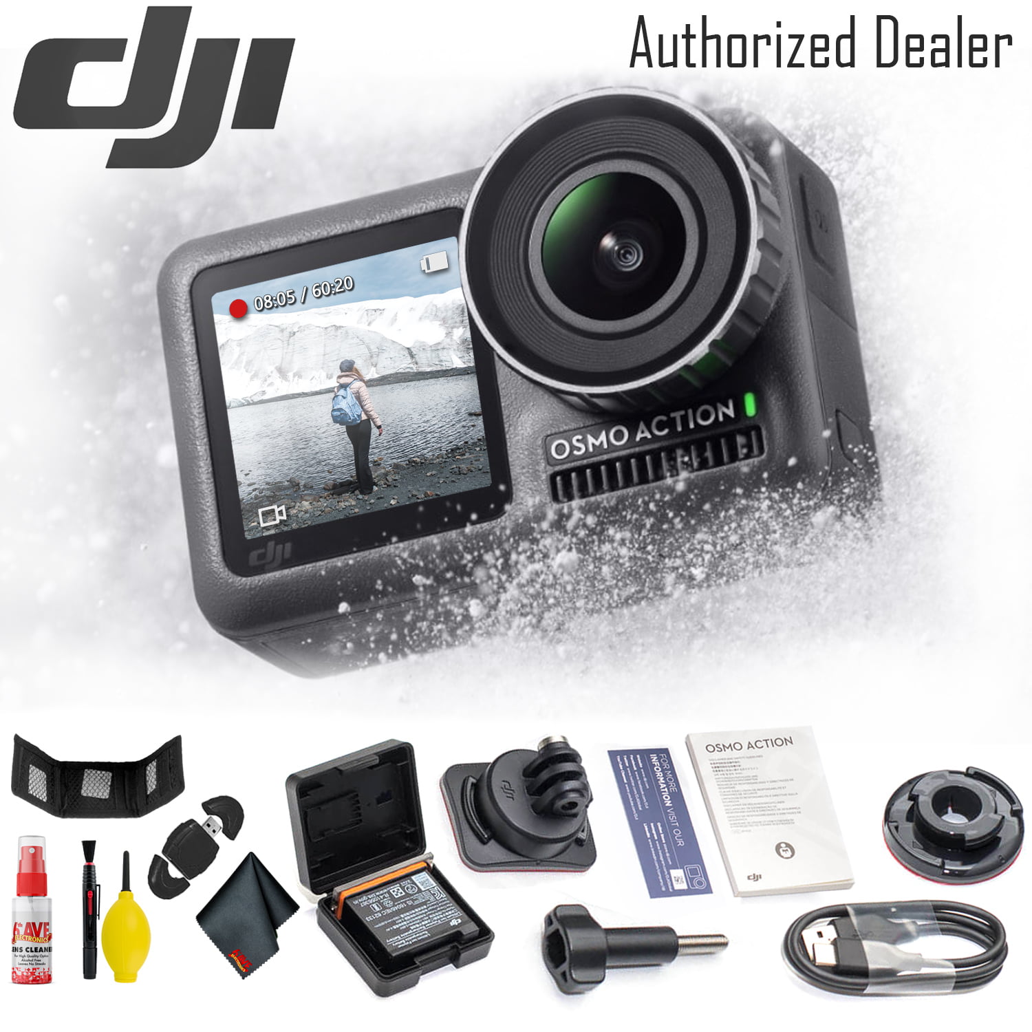 DJI Osmo Action 4K HDR Waterproof Dual Screen Camera - Action Kit 