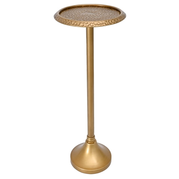 FUIN Hammered Metal Round End Table, Gold