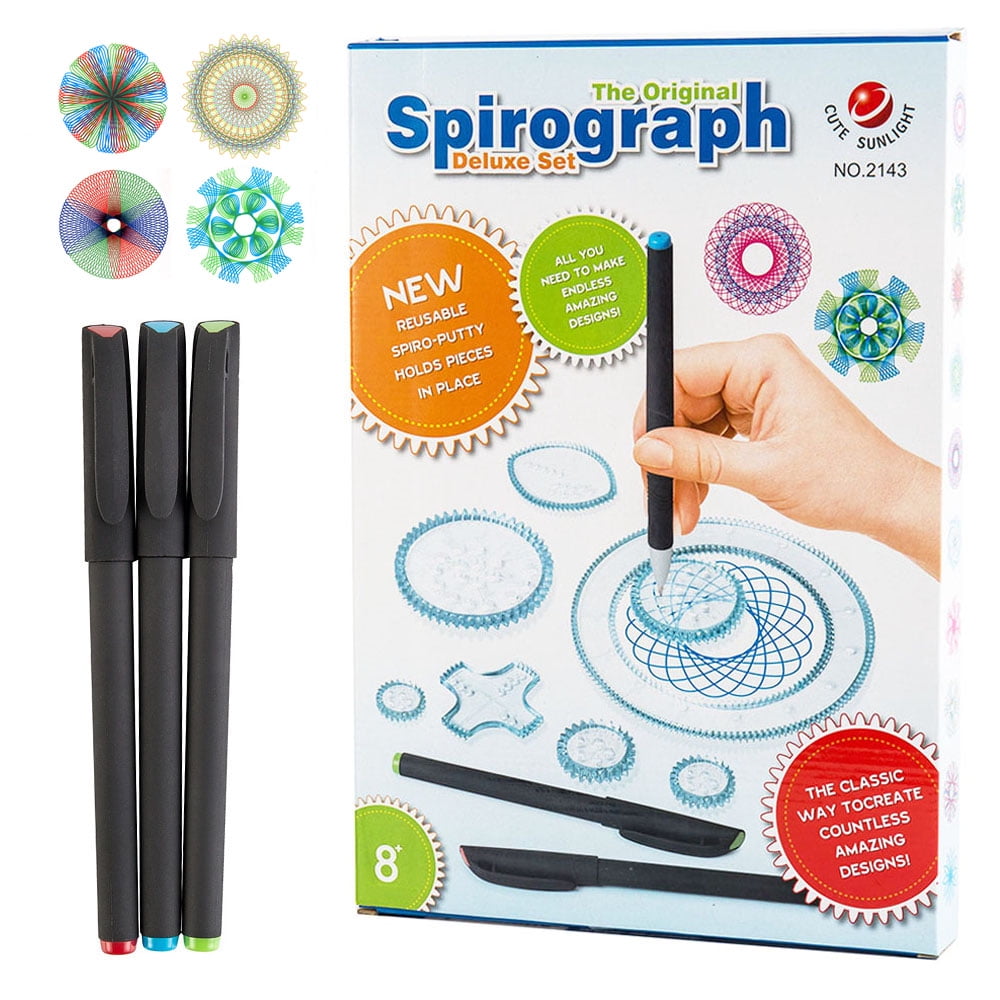 27 Spirograph Design Set Kids Desktop Spinner Drawing & Pens Create Toy Boxed 