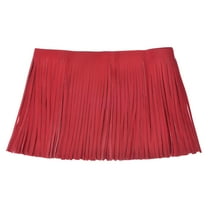 Uxcell 1 Yard 10 Inch Faux Leather Fringe Trim Tassel Fringe for Sewing, Red