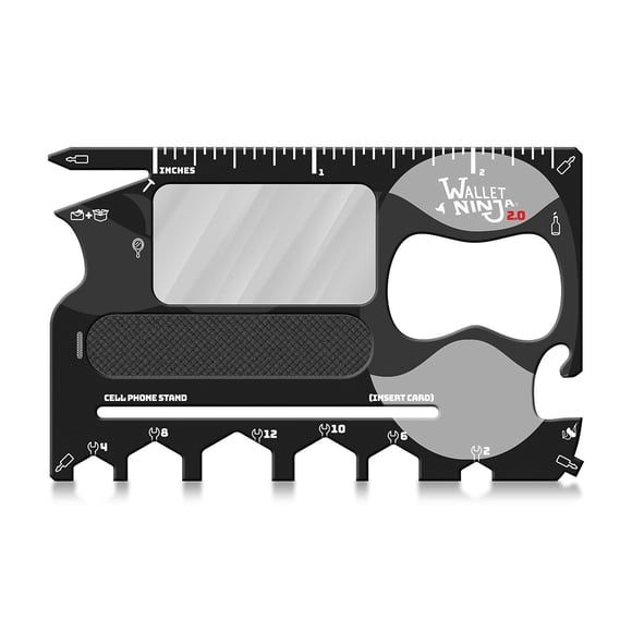 Multitool Wallet Ninja 2.0 Advanced 20 en 1 con espejo negro