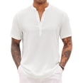 thumbnail image 6 of COOFANDY Men's Linen Shirt Short Sleeve Hippie Casual Band Collar Summer Beach Shirts, 6 of 9