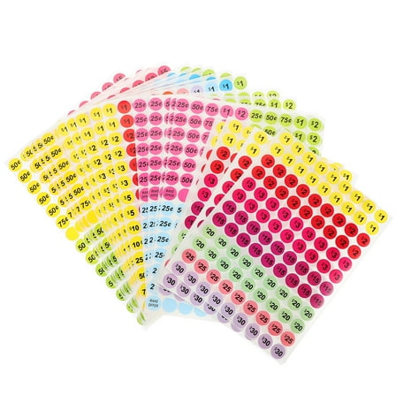 Raindrops  20 Sheets Tag Price Sticker Tags for Garage Stickers Retail Nail