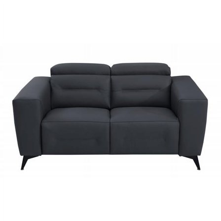 65 in. Italian Leather Reclining Loveseat, Dark Gray & Chrome