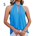 thumbnail image 4 of Minnieouse Blusa sin mangas para mujer Camisa con cuello de corbata Playa Vacaciones Oficina Noche Ropa fresca Diario Elegante Verano Top Blanco S Prendas para la parte del cuerpo Azul S Minnieouse  AP011055-11, 4 of 5