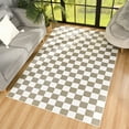 thumbnail image 2 of Junovo Checkered Area Rug for Bedroom Washable Area Rugs Modern Soft Indoor Floor Carpet for Living Room,5'x7',Tan/White, 2 of 7