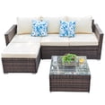 thumbnail image 2 of SUNTONE Patio Furniture Set - 5 Piece Outdoor Conversation Set,All Weather Patio Sectional Sofa Set, Brown / Beige, 2 of 5