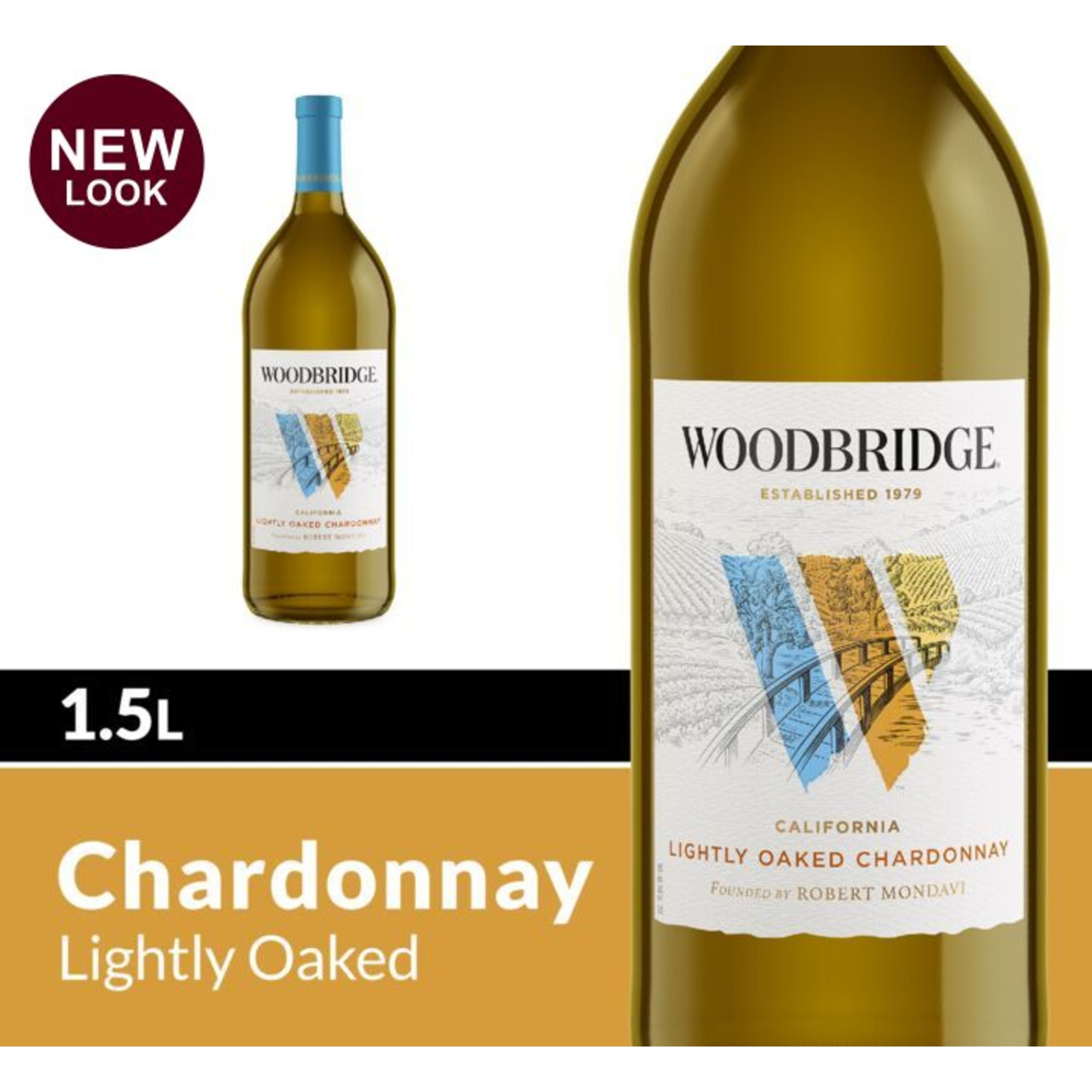 Woodbridge Lightly Oaked Chardonnay White Wine, 1.5 L Bottle, 12.5 ABV