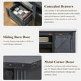thumbnail image 3 of T4TREAM Farmhouse Sideboard Buffet Cabinet, 66" Wide Kitchen Storage Cabinet with 5 Drawers, Sliding Barn Door & Adjustable Shelf, Black, 3 of 5