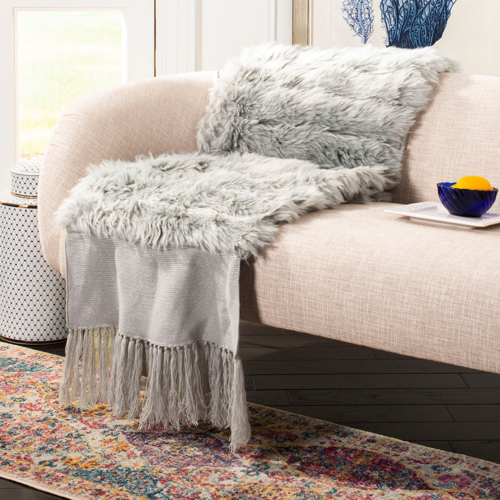 Safavieh Faux Fur Alexi 20" x 80" Solid Bed Throw Runner