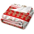 thumbnail image 3 of Christmas Stick Gingerbread Man Red Christmas Throw Blanket Soft Flannel Throw Blankets with Snowflake Santa Claus Pattern Cozy Blanket for Couch, Sofa and Bed Gifts for Xmas 40"x50", 3 of 6
