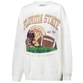 thumbnail image 2 of Women's Gameday Social  White Florida State Seminoles Oversized Football Crewneck Sweatshirt, 2 of 3