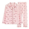 thumbnail image 2 of Pajamas For Women Set Christmas Cute Sets For Women Long Sleeve Sleepwear Button Loungewear Soft 2 Piece Pj Set With Pockets Long Pants Pajama Set, 2 of 6