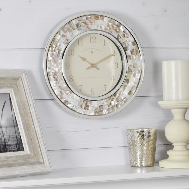 FirsTime & Co.® Pearl Mosaic Wall Clock, White, 10.25 in