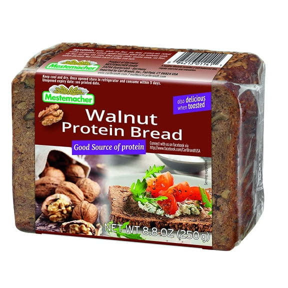 Pack of 9, Mestemacher Walnut Protein Bread, 8.8 oz