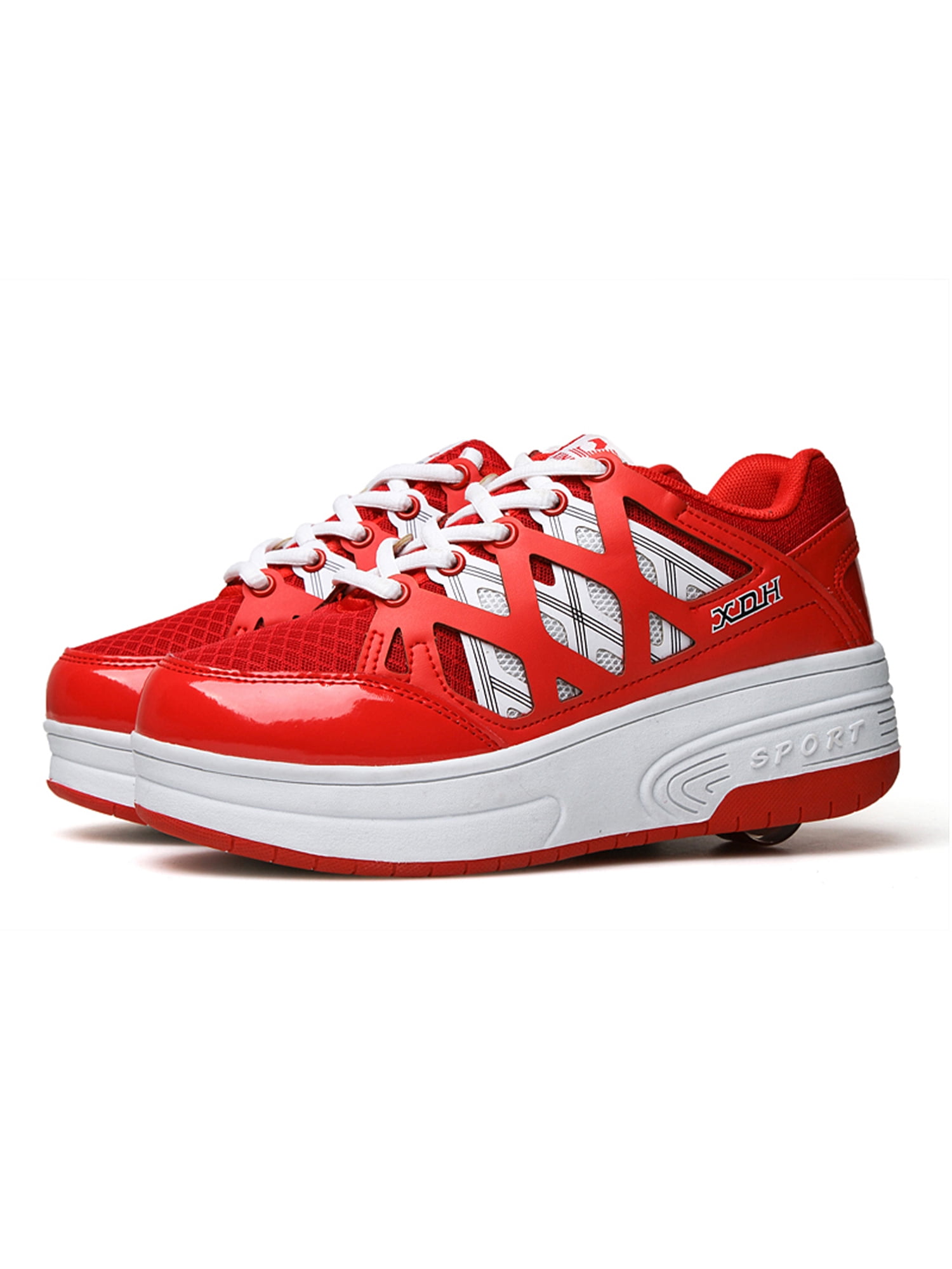 Welliumy Kids Skating Shoe Light Up Sneakers LED Roller Skate Birthday