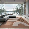 thumbnail image 2 of ODIKA 6'x9' Orange Abstract Terracotta Design Washable Area Rug Modern Geometric Shapes with Leaf Accent Non-Slip, Chair-Friendly, for Dining Room, Under Table, Office Décor, 2 of 7