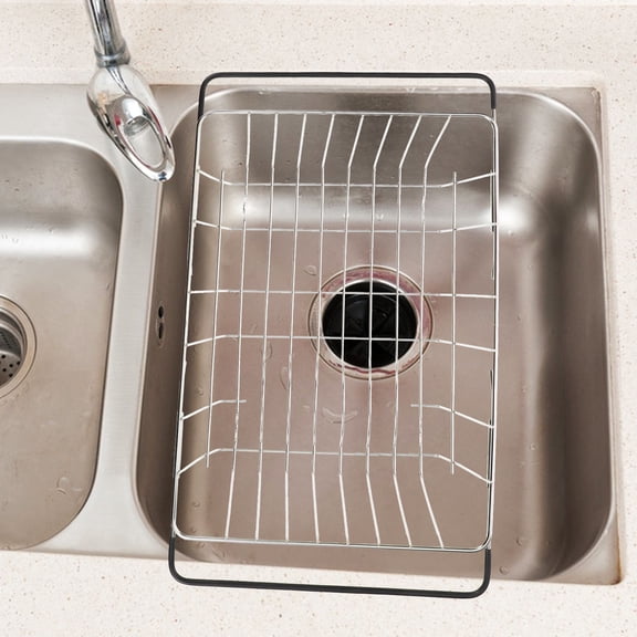 OUNONA Expandable Stainless Steel Sink Dish Rack - Multipurpose Space-Saving Dish Drainer for Drying Glasses, Plates, Bowls, and Utensils