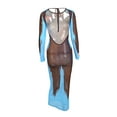 thumbnail image 6 of Women Summer Mesh See-through Dress, Print Long Sleeve Crew Neck Sheer Backless Long Dress, Tie-Up Perspective Party One-Piece, 6 of 9