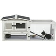 thumbnail image 2 of TRIXIE Weatherproof Outdoor 2-Story Wooden Small Animal Hutch with Large Run & Tray, Gray, 2 of 7