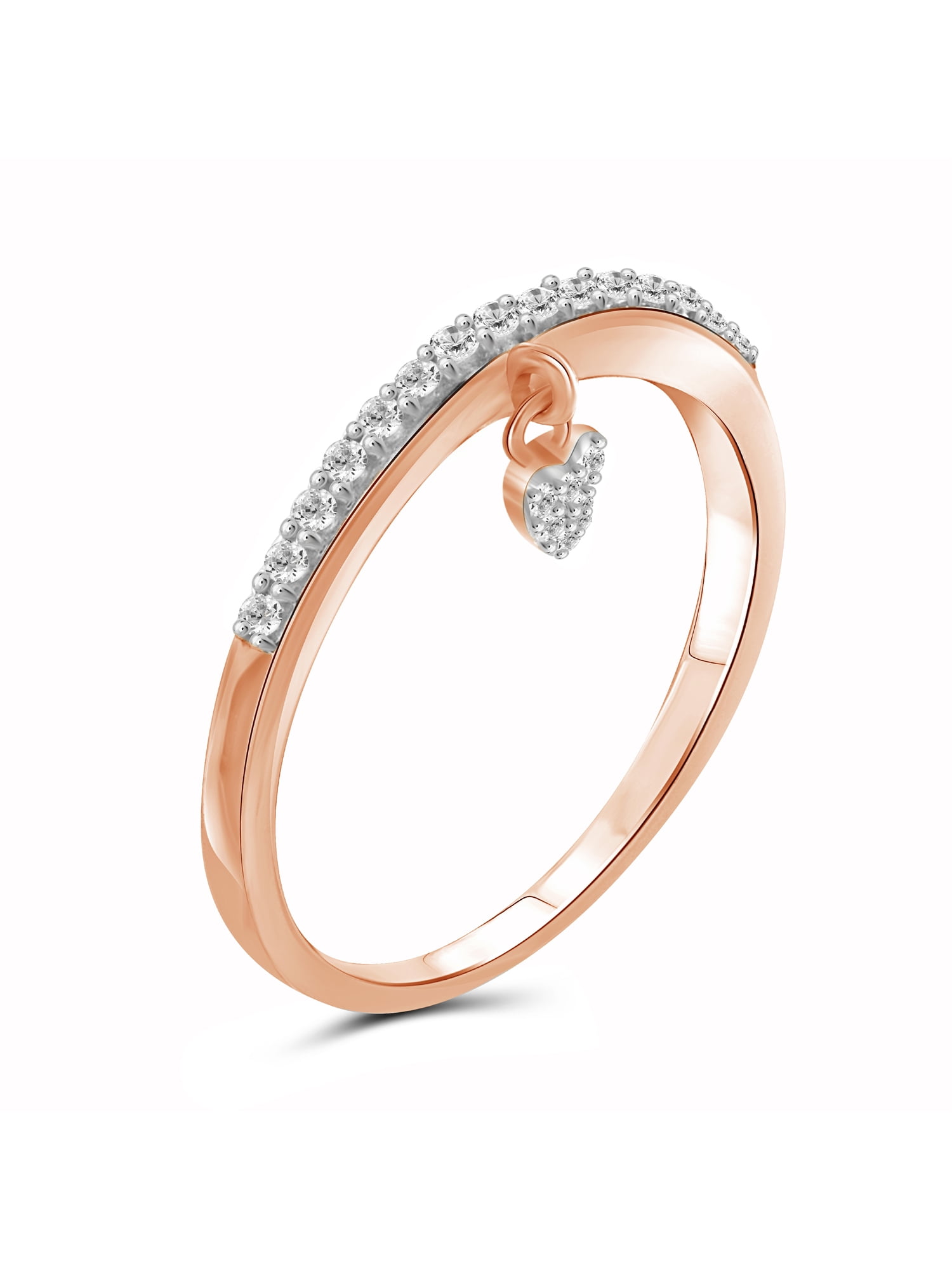JewelersClub Diamond Rings for Women – 1/5 Carat White Diamond Ring Jewelry– Rose Gold Over Silver Bands for Women –– Ring by JewelersClub