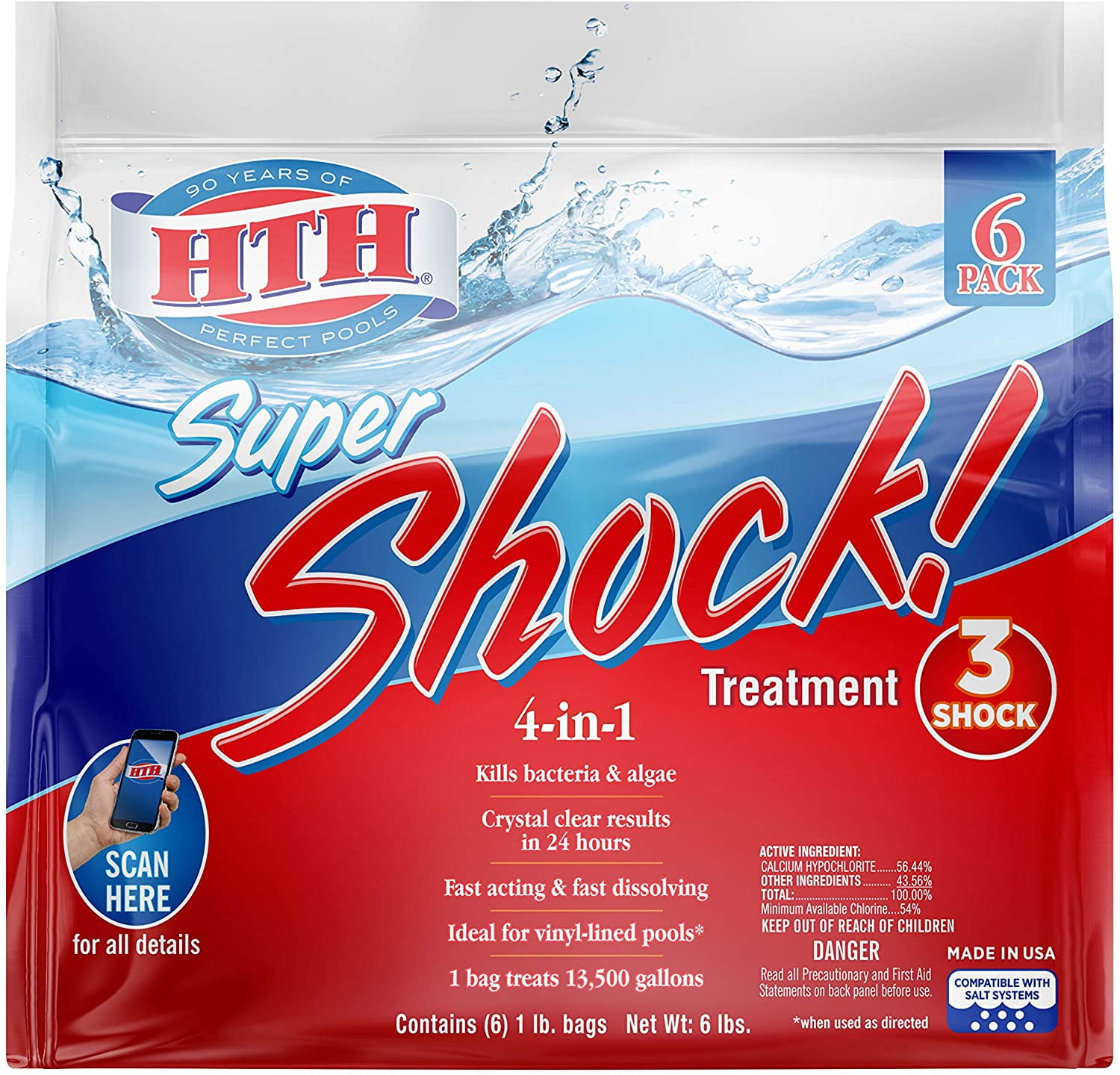 HTH 52023 Super Shock Treatment Swimming Pool Chlorine Cleaner, 1 lb (Pack  of 6) - Walmart.com