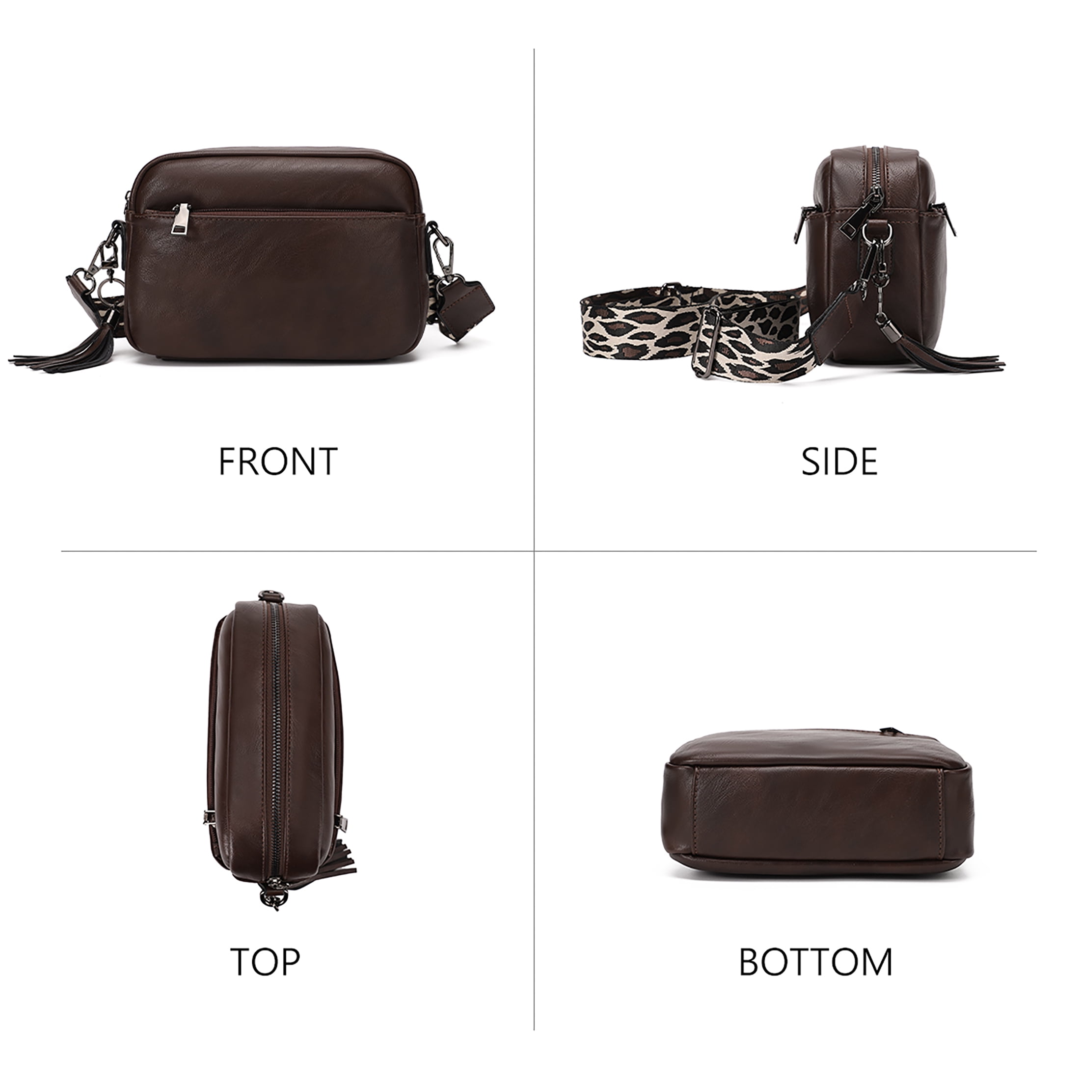 KL928 Small Crossbody Bag for Women Soft FAUX Leather Cell Phone Purse Wallet Purse with Wide Strap(Coffee)