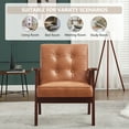 thumbnail image 6 of Bonzy Home Accent Chair Mid Century Modern Upholstered Armchair with Wood Frame for Living Room Bedroom Study Room, Easy Assembly, Brown, 6 of 7