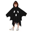 thumbnail image 3 of Yuncity Kids Halloween Cape Ghost Print Hooded Sleeveless Cloak Lightweight Casual Cozy Loose Fit Fall Winter Poncho Holiday Party Outfit Black, 3 of 6