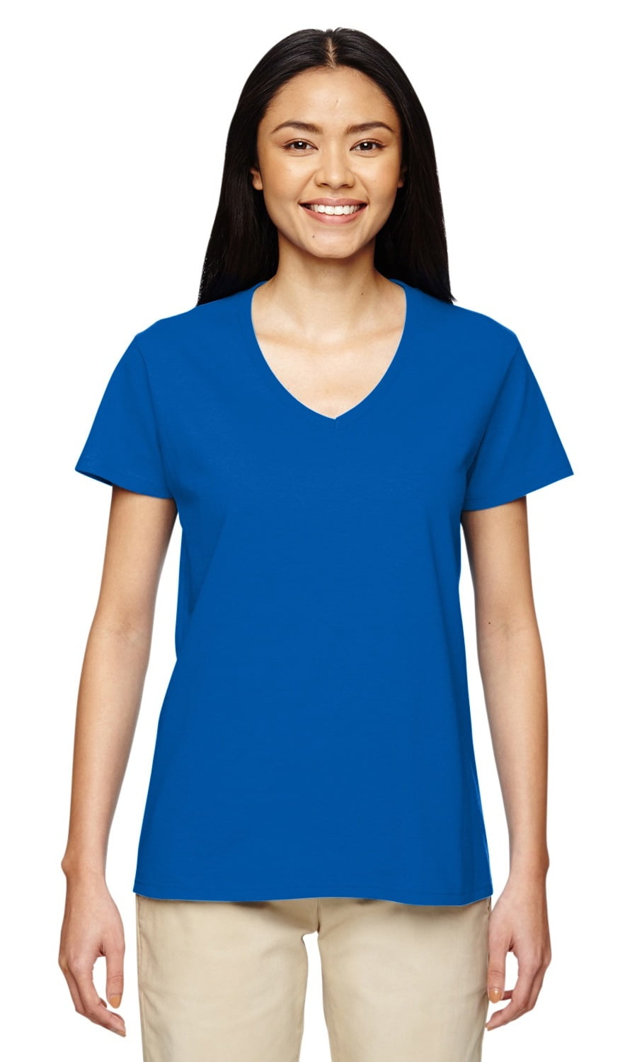 Gildan - The Gildan Ladies Heavy Cotton 53 oz V-Neck T-Shirt - ROYAL ...