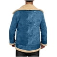 thumbnail image 3 of Lovskoo Men Winter Jacket Lined Sherpa Jacket Casual Patchwork Turndown Collar Warm Trucker Coat Multi Pocket Zipper Coat Blue, 3 of 7