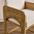 thumbnail image 3 of Guyou Natural Bar Stools Set of 4, 27" Upholstered Counter Height Bar Stools for Kitchen Counter with Footrest, Modern Bar Chairs Wooden Barstool with Linen Seat for Dining Room Home Bar, Beige, 3 of 7